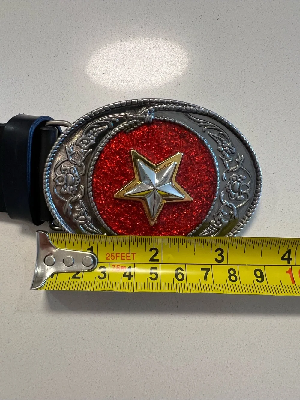 TEXAS Star Belt Buckle Y2K Faux Leather Glam Western Statement